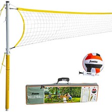 Larskas Outdoor Volleyball Net Sets - Beach + Backyard Portable Volleyball Net With Poles - Complete Outdoor Volleyball Sets With Net + Volleyball Included