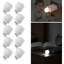 Sepet Dolusu® USB Mini Top LED 10’lu Aydınlatma Beyaz Işıklı Gece Lambası, Enerji Tasarruflu Mikro LED Işıklar