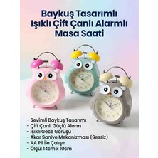 Wolawood Akar Saniye, Mutlu Baykuş Temalı Işıklı, Çift Çanlı, Güçlü Alarmlı Masa Saati Çocuk Odası Komodin Üstü Dekoratif Hediyelik Saat Random Renk 1•adet