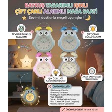 Wolawood Mutlu Puhu Sevimli Baykuş Tasarımlı Işıklı, Çift Çanlı, Güçlü Alarmlı Masa Saati Çocuk Odası Komodin Üstü Dekoratif Hediyelik Saat Random Renk 1•adet