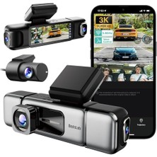 Larskas Ses Kontrolü,4 Kanallı 3,18 Inç Dokunmatik Ekran, 2160P + 1080P + 1080P Ön ve Arka Iç Döngü Kaydı, 5,8 Ghz Wifi, Gps, Gece Görüşü, Wdr, Park Modu ile 4K Araç Kamerası 128 GB Hafıza Kartlı