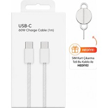 CHNA 60W Apple iPhone Uyumlu Çift Taraf Type C Kablo ( Sim Kart Çıkarma Teli Hediyeli) 17 / 17 Pro / 17 Air / 17 Pro Max 15 - 16 - Pro - Pro Max 1 Metre Hasır