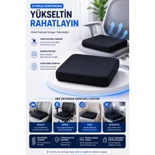 Anva Med Visko Araç Ortopedik Oturma Minderi 44X44 cm – Hafızalı Sünger Kare Koltuk Minderi