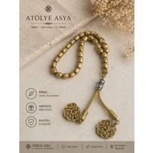 Atölye Asya Som Pirinç Tesbih 8 mm 7.5 mm Zülfikar Uç Kazaz