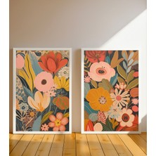 Nt Handmade Çerçeveli Uv Baskı 2'li Çiçekli Duvar Tablosu – Modern & Şık Duvar Dekoru
