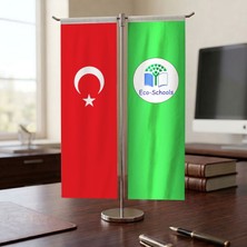 Punto Dizayn Eco Schools ve Türk Bayrağı Kırlangıç T tipi Masa Bayrak Takımı