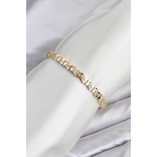 AyrStore Buğz cm Model Zirkon Taşlı Vıp Seri Gold Renk Pirinç Kadın Bileklik