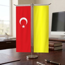 Punto Dizayn Batıhun Bayrağı - 17 Eski Türk Devletleri ve Türkiye Bayrağı Kırlangıç T tipi Masa Bayrak Takımı
