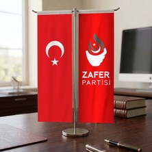 Punto Dizayn Zafer Partisi Kırmızı ve Türk Bayrağı Kırlangıç T tipi Masa Bayrak Takımı