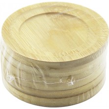 MiraLive Yuvarlak= Çap: 9.7cm 6pcs Bambu - Ahşap Çay Tabak (4887)