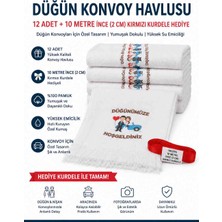12 Adet Düğün Konvoy Havlusu + 10 Metre Kırmızı Kurdele Hediyeli | Gelin Arabası Süsü, Düğün Konvoyu Araç Süsleme Seti