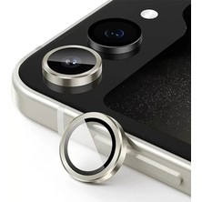 Sepetopia Samsung Galaxy Z Flip 5 Valdez Metal Kamera Lens - Krem