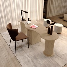 Klubeconcept Vera Organik Formlu Traverten Desenli Ikili Ofis Masası – Metal Detaylı Modern Tasarım