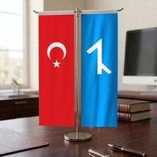 Punto Dizayn Afşar Boyu ve Türk Bayrağı Kırlangıç T tipi Masa Bayrak Takımı