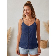 Meltem Collection Askılı Düğme Detaylı Müslin Bluz