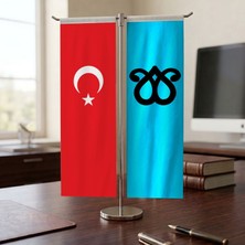 Punto Dizayn Karakoyunlu Devleti ve Türkiye Bayrağı Kırlangıç T tipi Masa Bayrak Takımı