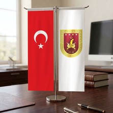 Punto Dizayn Kara Kuvvetleri ve Türk Bayrağı Kırlangıç T tipi Masa Bayrak Takımı