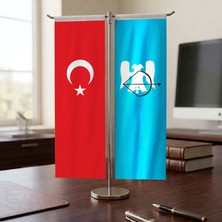 Punto Dizayn Büyük Selçuklu Devleti ve Türk Bayrağı Kırlangıç T tipi Masa Bayrak Takımı