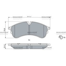 Maher Fren Balata Crafter 17= Çift Teker / Uzun Şasi Ön (Uzunluk 177,5 Mm) 2N0698151A