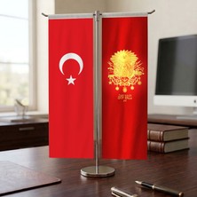 Punto Dizayn 57.Alay Sancağı ve Türk Bayrağı Kırlangıç T tipi Masa Bayrak Takımı