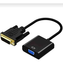 DVI To VGA Dönüştürücü Kablo 24+1 Pin Aktif Çevirici Monitör Adaptörü Siyah