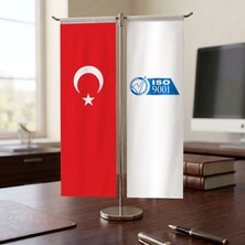 Punto Dizayn ISO 9001 Kalite Yönetim Sistemi ve Tüürk Bayrağı Kırlangıç T tipi Masa Bayrak Takımı