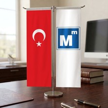 Punto Dizayn Mali Müşavir ve Türk Bayrağı Kırlangıç T tipi Masa Bayrak Takımı