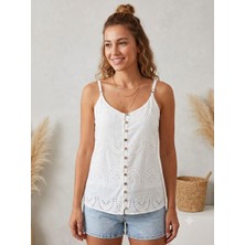 Meltem Collection Askılı Düğme Detaylı Müslin Bluz