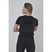 Pomeya  Kapşonlu Slim Fit T-Shirt - Siyah