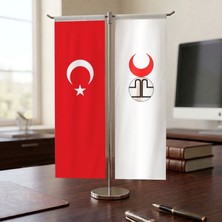 Punto Dizayn Altınordu Devleti Bayrağı ve Türk Bayrağı Kırlangıç T tipi Masa Bayrak Takımı