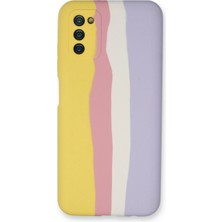 sbodurhome Samsung Galaxy A03S Kılıf Ebruli Lansman Silikon - Sarı-Mavi