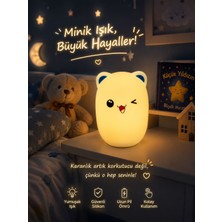 Seymen Bıçakçılık Sevimli Ayıcık LED Gece Lambası – Dokunmatik Silikon Çocuk Odası Uyku Lambası, Şarjlı Gece Işığı