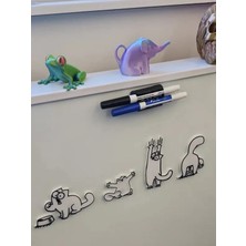 North Edge 3D 3D Baskı Sevimli Kedi Magnet Seti - Mıknatıslı Dekor