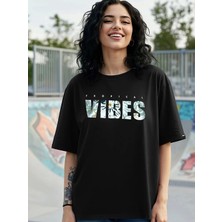 Pomeya  Baskılı Oversize T-Shirt - Siyah
