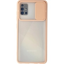 İlkyaz Fashion Samsung Galaxy A71 Kılıf Palm Buzlu Kamera Sürgülü Silikon - Pembe