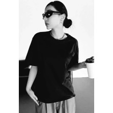 Pomeya  Unisex Baskılı Oversize T-Shirt - Siyah