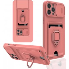 Sepetopia Apple iPhone 12 Pro Kılıf Zuma Kartvizitli Yüzüklü Silikon - Pembe