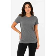 Pomeya  Basic Tişört Bisiklet Yaka Kısa Kol Günlük Yazlık Slim Fit T-Shirt - Antrasit