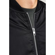 Pomeya  Unisex Içi Astarlı Düz Bomber Ceket - Siyah