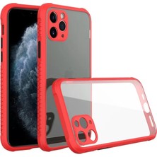 Sepetopia Apple iPhone 11 Pro Max Kılıf Miami Şeffaf Silikon - Kırmızı