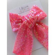Liliza Accessories Pembe Pul Payet Büyük Fiyonk Otomatik Toka
