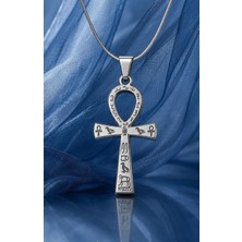 Voyage Accessory Gümüş Renk Paslanmaz Çelik Antik Mısır Yaşam Anahtarı Minimal Ankh Kolye