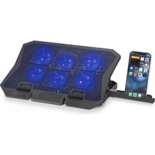 Nemere Laptop Soğutucu 6 Fan LED Telefon Standlı - Siyah HDX4254