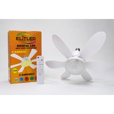 Kristal LED Işıklı Tavan Vantilatörü 6 Kanatlı Kumandalı 30W E27 – 3 Kademeli