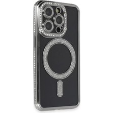 Sepetopia Apple iPhone 14 Pro Max Kılıf Joke Simli Magneticsafe Kılıf - Gri