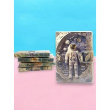 Limmy 3D Görünümlü Astronot A7 Not Defteri , Çıt Çıtlı Cep Defteri - Beyaz