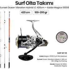 Okuma Sunset Ocean Vibration Hybrid Lc 420 cm Surf Kamışı - Kaido Magico 10000 Surf Set 35