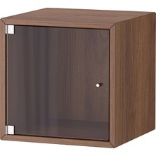 IKEA Eket Kapaklı Duvar Dolabı, Kahverengi-Ceviz Görünüm, 35X35X35 Cm, Cam Kapaklı