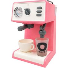 Esranın Dünyası Oyuncak Buharlı Sesli Işıklı Kahve Makinesi Pilli Gerçekçi Su Akışlı Renk Değiştiren Bardaklı Mini Barista Seti (Pembe)