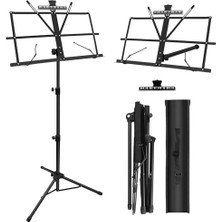 Esranın Dünyası Müzik Standı, 1/2/4'lü Paket 2'si 1 Arada Çift Kullanımlı Katlanır Nota Standı, Müzik Sayfası Klipsi Tutacağı ve Taşıma Çantalı Hafif Taşınabilir Ayarlanabilir Masaüstü Kitap Standı (1 Paket Siyah)